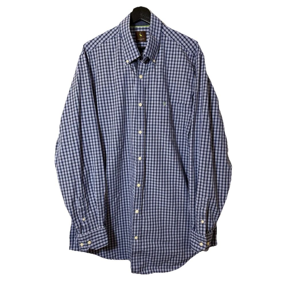 Tailorbyrd Mens Dress Shirt Size 2XLT Blue on Blue Check Preppy Business 2XL